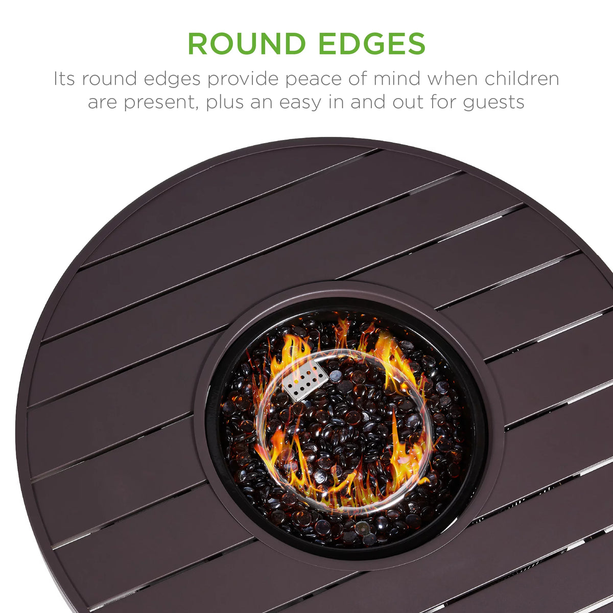 32in Round Gas Fire Pit Table Brown G66107