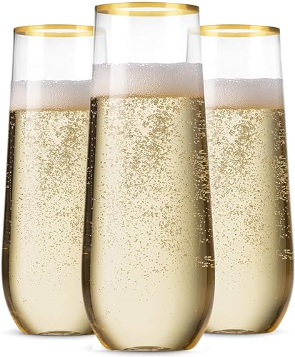 48 Pack 9 Oz Stemless Plastic Champagne Flutes J7220