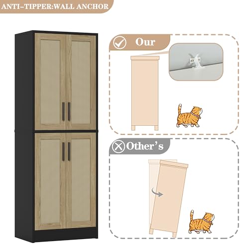 Tall Storage Cabinet with 4 Doors and Adjustable Shelves F27555
