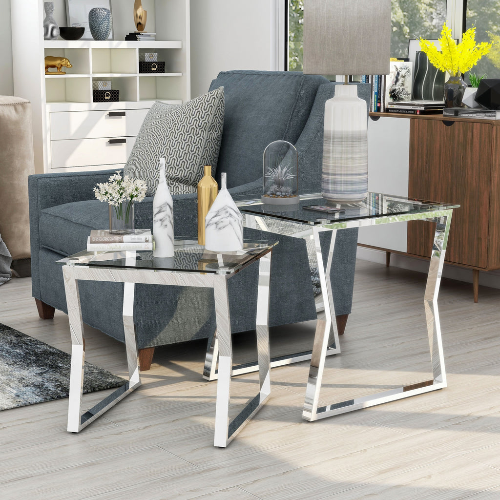 Glass Top 2-Piece Nesting Tables Set X79792