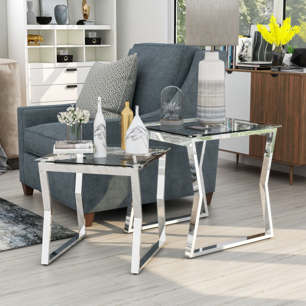 Glass Top 2-Piece Nesting Tables Set X79792