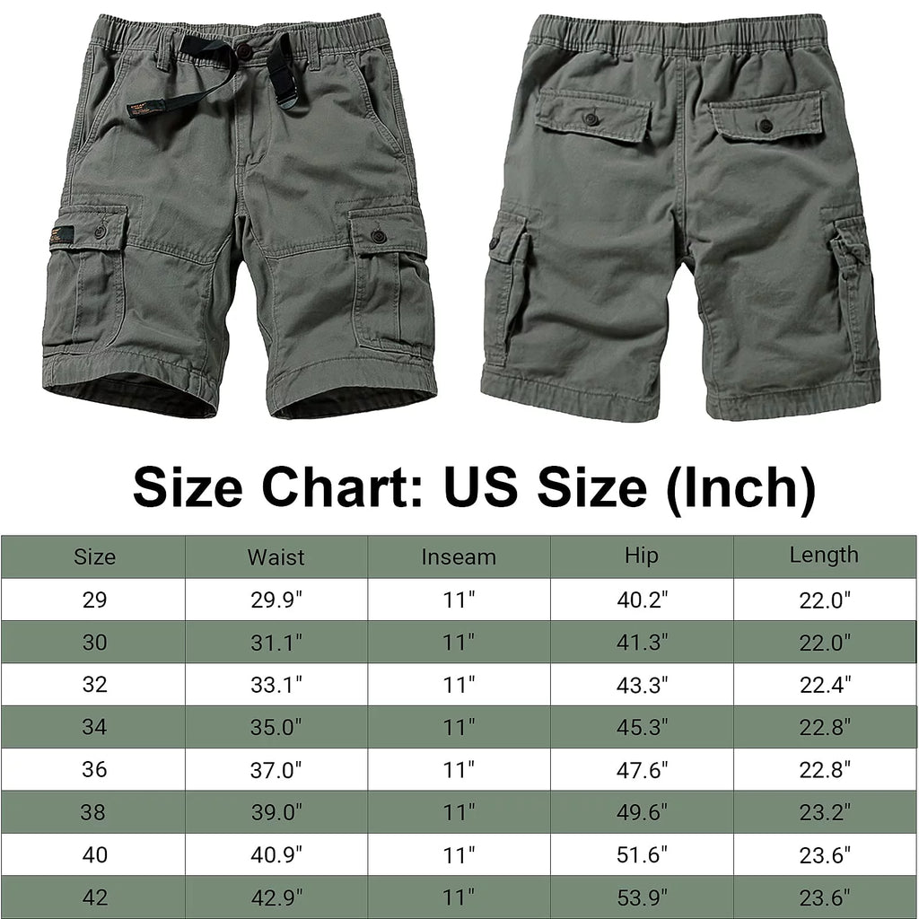 Camo Cargo Shorts with 6 Pockets Elastic Waist Khaki Camo 30 K930