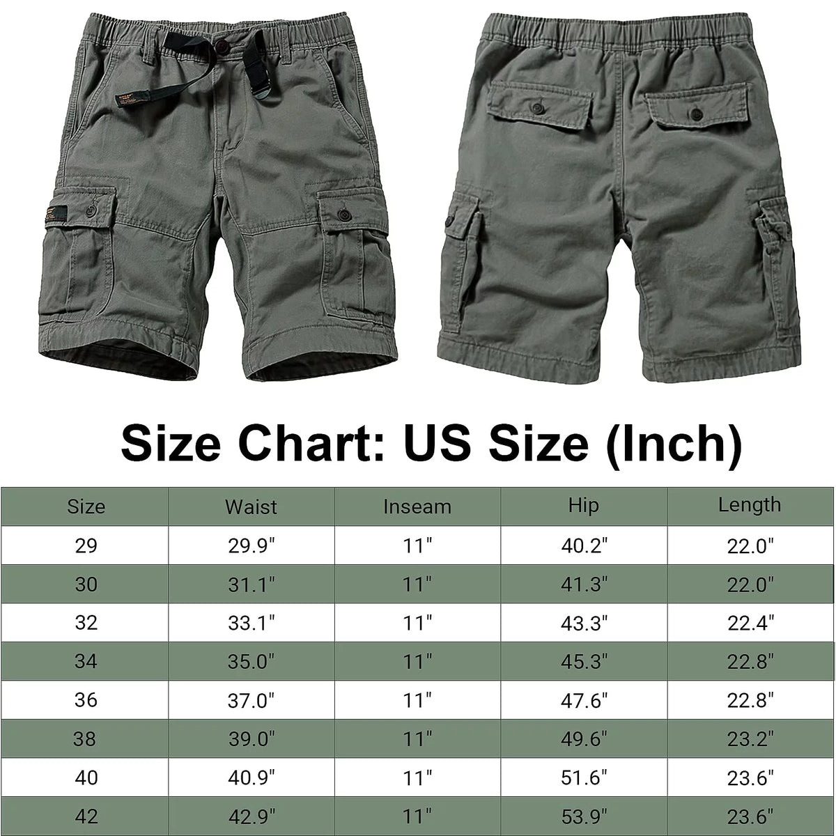 Camo Cargo Shorts with 6 Pockets Elastic Waist Khaki Camo 30 K930