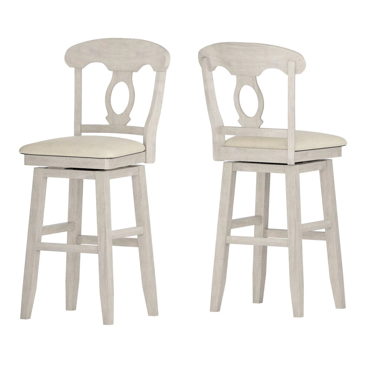 Antique White Wood Swivel Bar Height Stool Z644