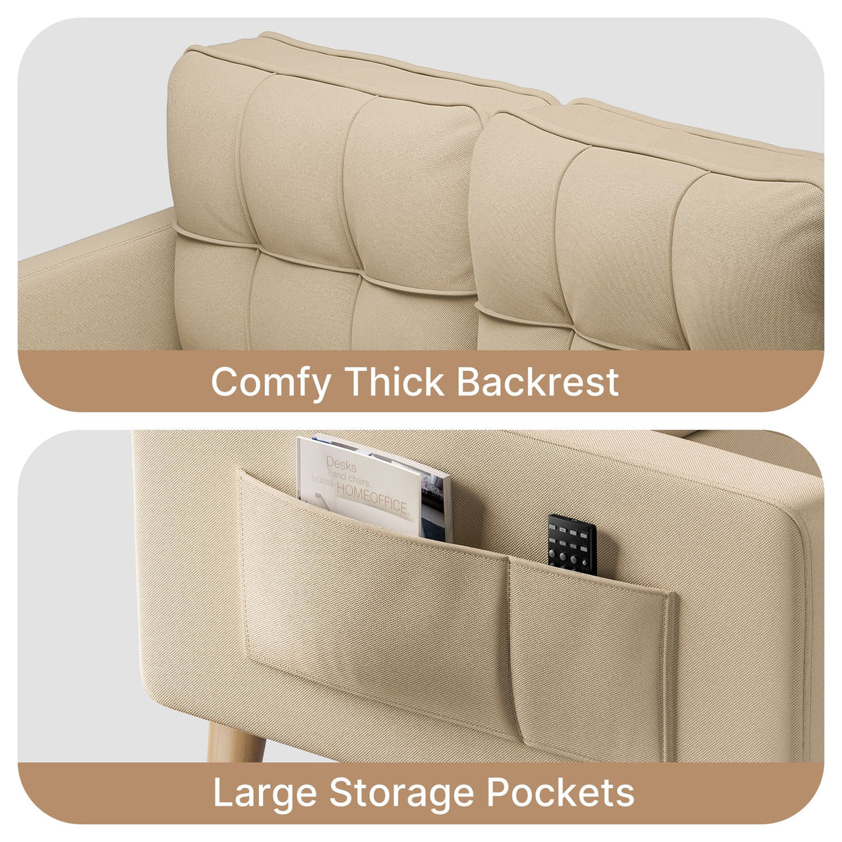 Gray Sofa with Storage Pockets N15427