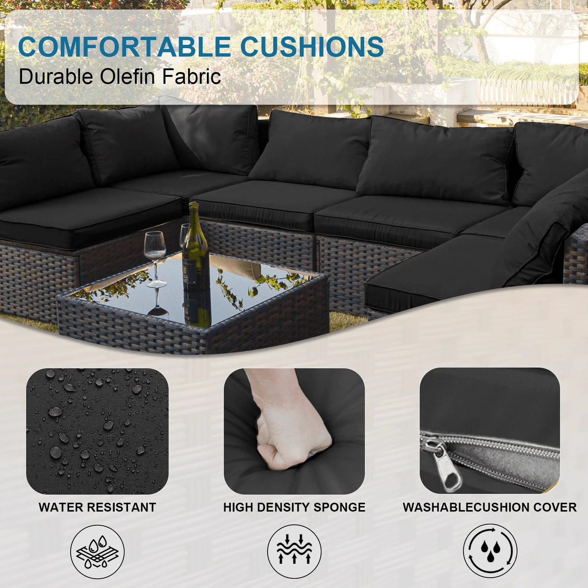9 Pieces PE Wicker Rattan Outdoor Sofa Set K172