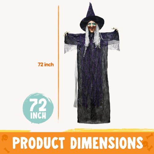 72” Hanging Talking Witch Decor with Light Up Ghost X748298