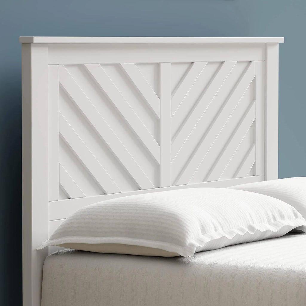 White Wood Panel Full Size Headboard D60378