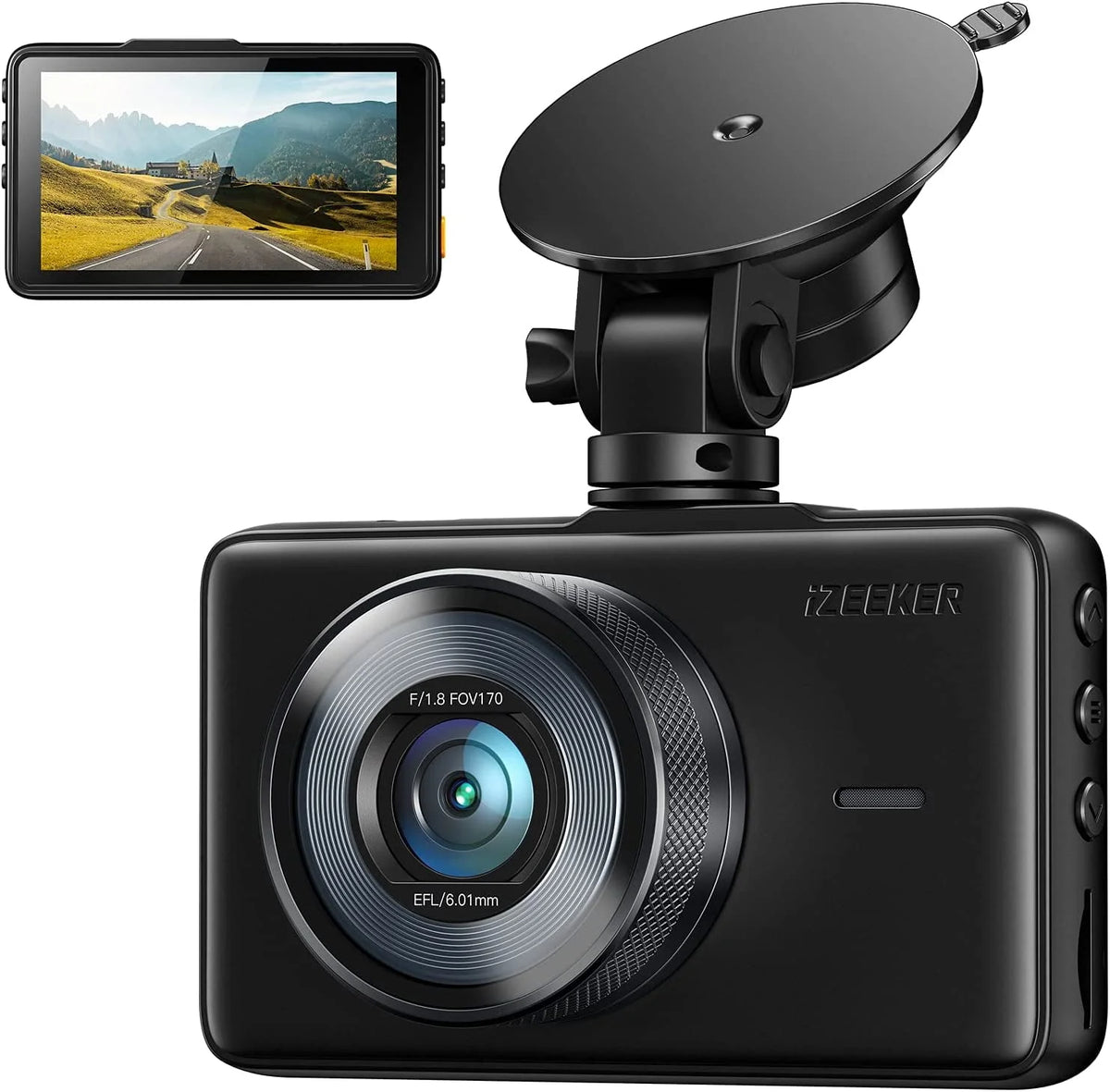 1080P Dash Cam with Night Vision, 3 Inch LCD, 170° Wide Angle U6366