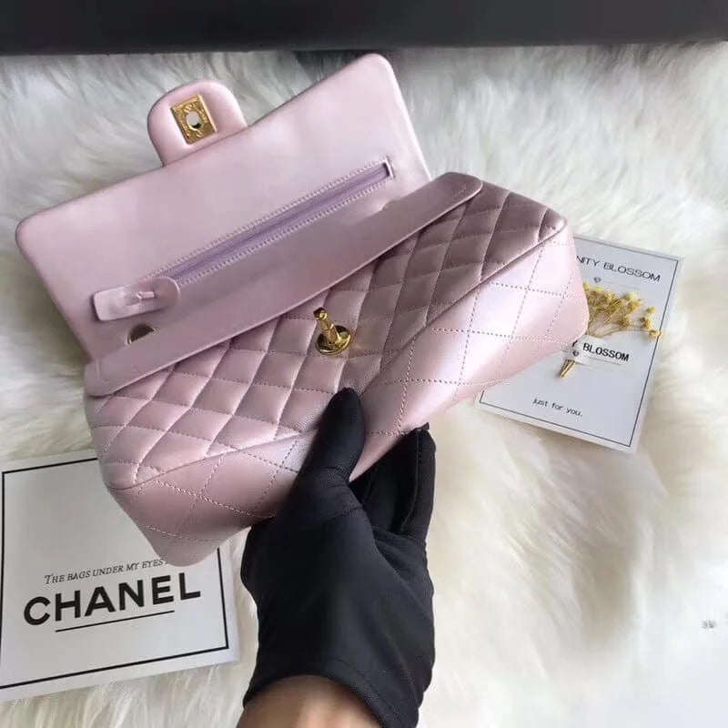 Pink Gold Medium Lambskin Leather Flap Bag S40169