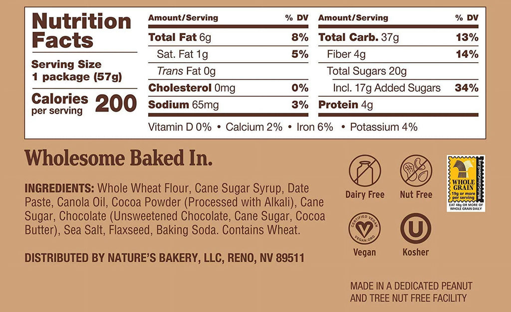 Whole Wheat Double Chocolate Fig Bars Snack Bar Z7222