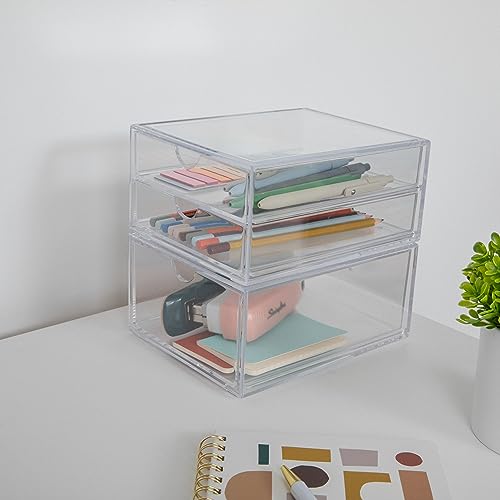 2 Pack Stackable Plastic Desk Organizers J2373