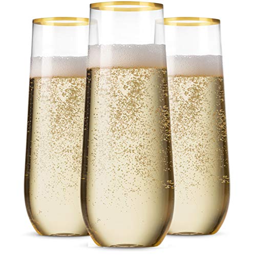 48 Pack 9 Oz Stemless Plastic Champagne Flutes J7220