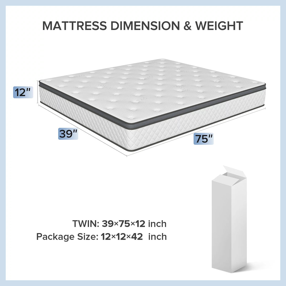 12 inch Twin Gel Memory Foam Mattress Y576
