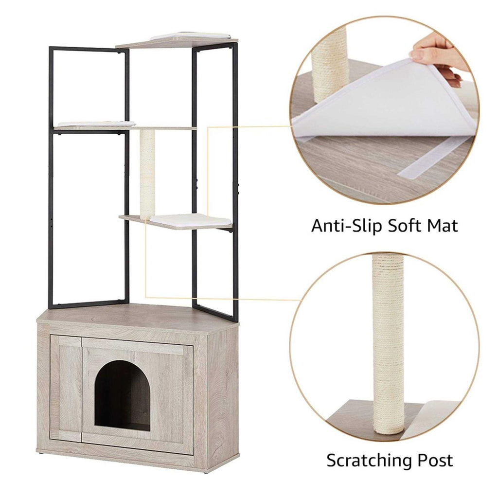 Corner Box Enclosure with Cat Tree Tower Cat Litter V580626
