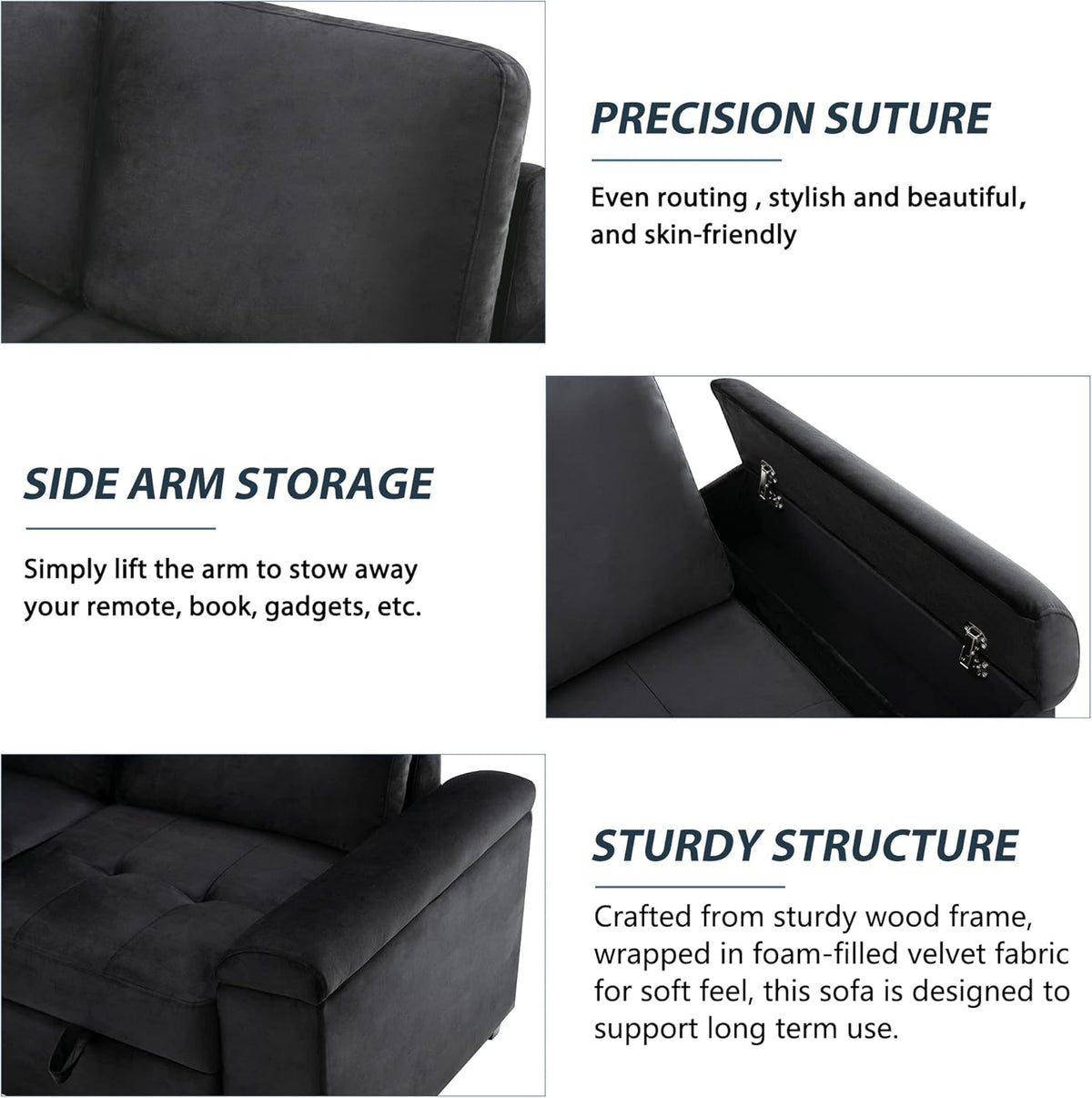 Reversible Sleeper Sectional Sofa with Storage Ottoman C7276