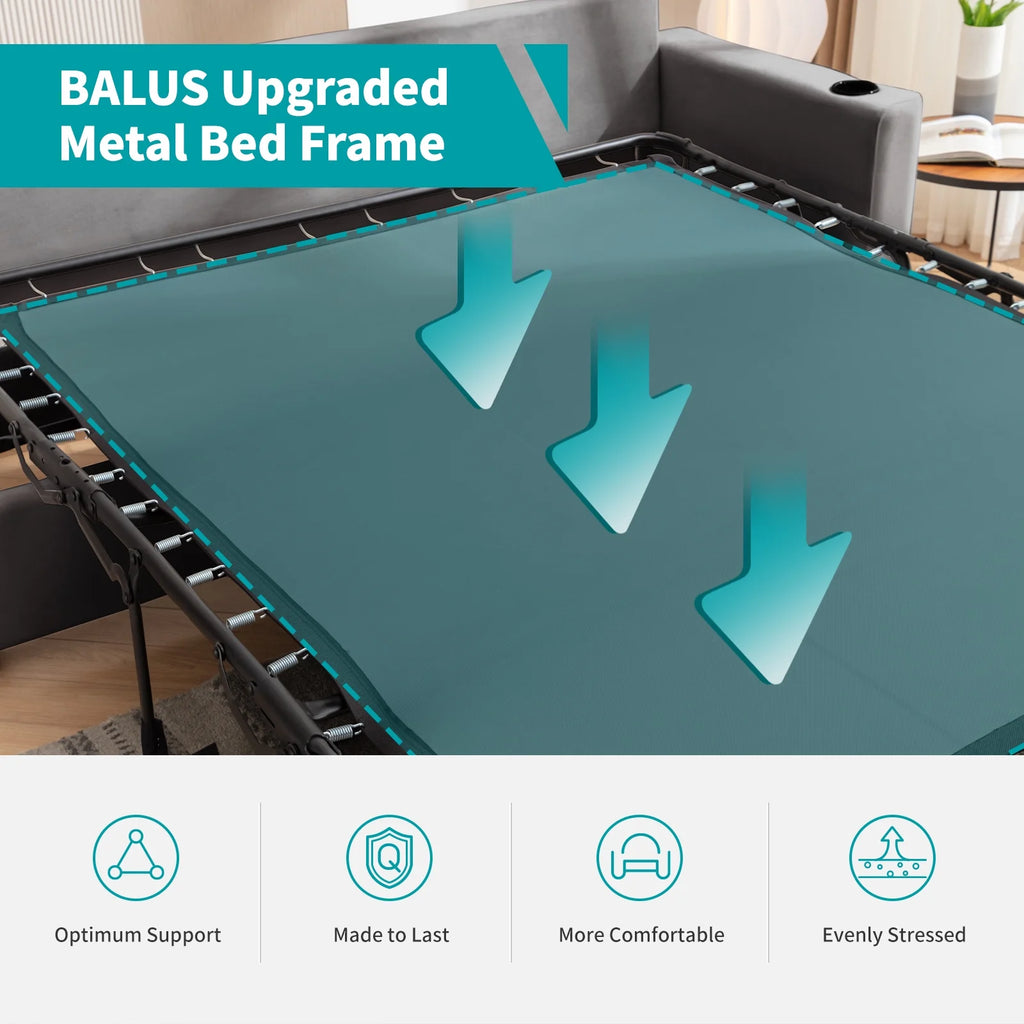 Queen Size Pull Out Sofa Bed with 2 Cup Holders and Dual USB O57356
