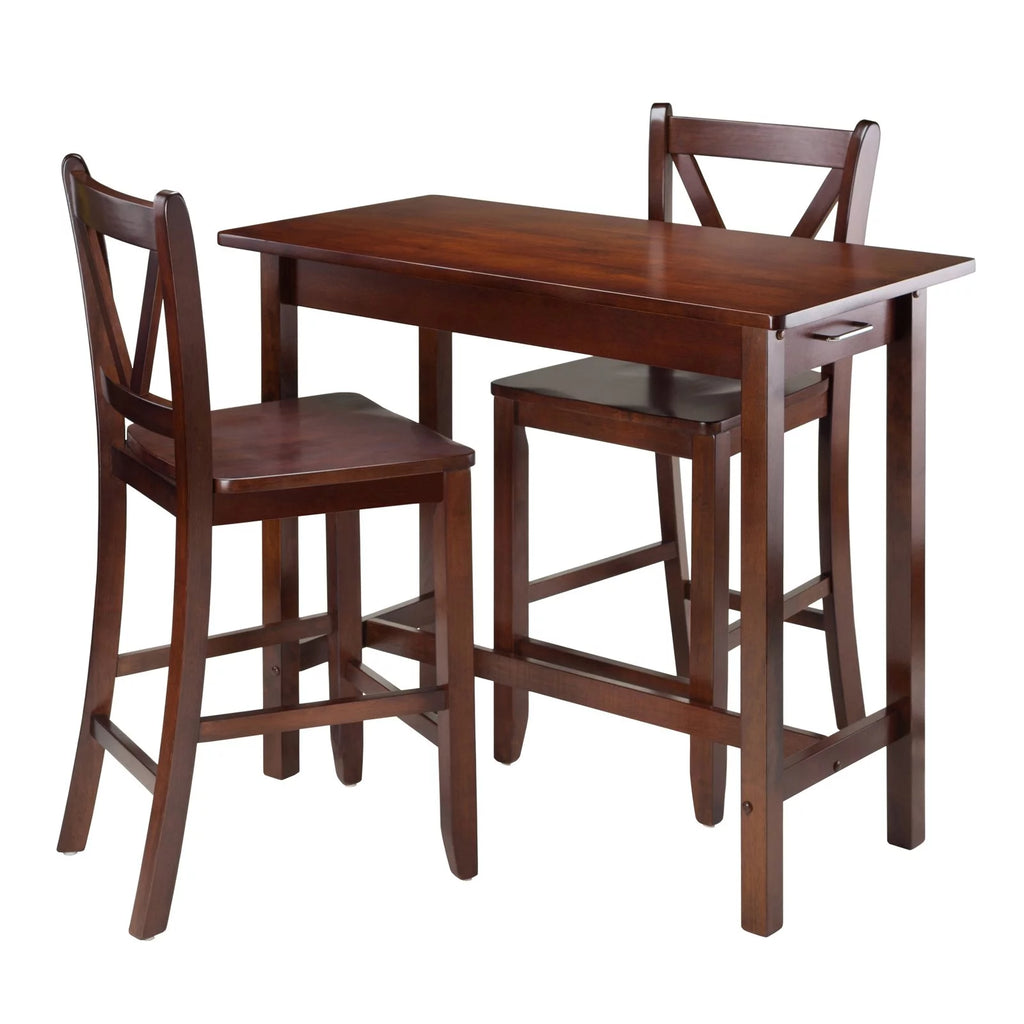 3-Pc Breakfast Table with 2 V-Back Counter Stools O6858