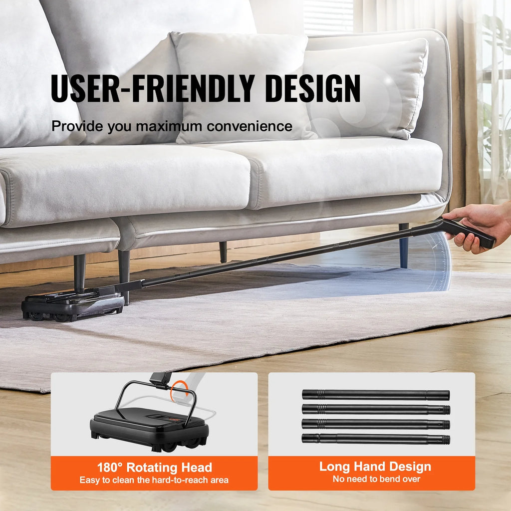 Carpet Sweeper Manual 7.87 in Non Electric Horsehair Black X649