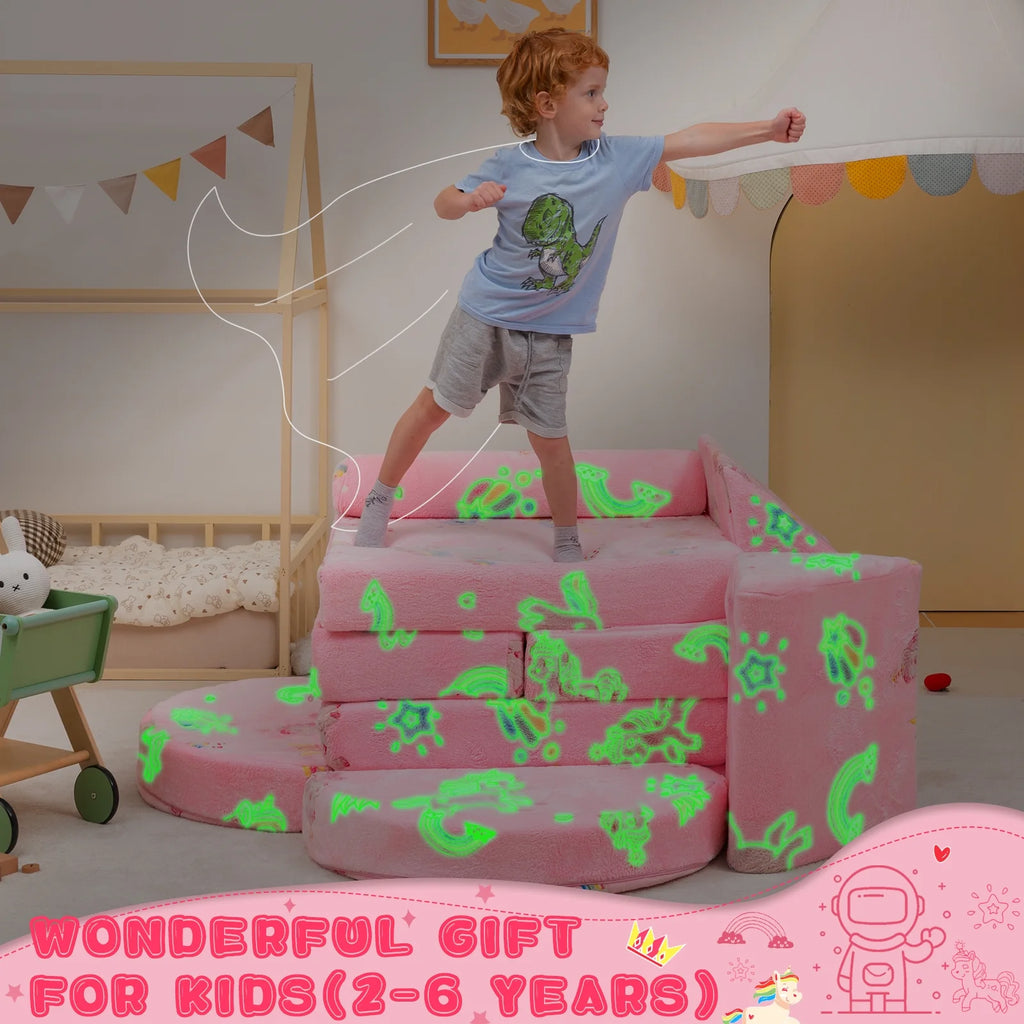 11 Pc Pink Modular Kids Play Couch O69122