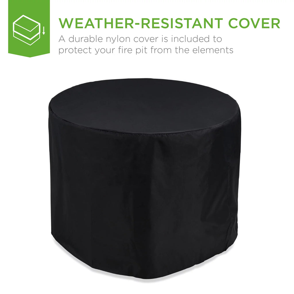 32in Round Gas Fire Pit Table Brown G66107