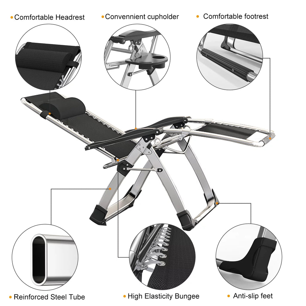 Zero Gravity Folding Lounge Chair with Cushion, Cup Holder, Pillow A181