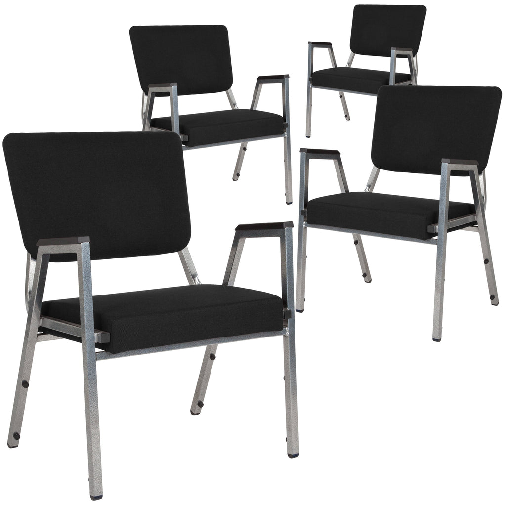 4 Pack Black Antimicrobial Fabric Bariatric Medical Reception Arm Chair B843003