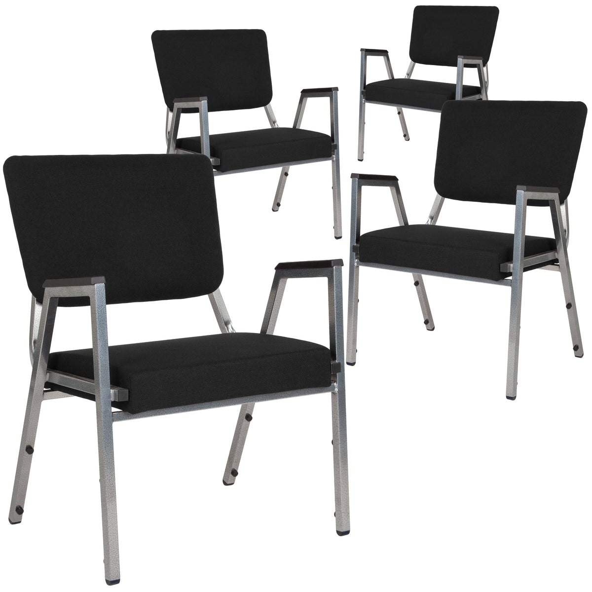 4 Pack Black Antimicrobial Fabric Bariatric Medical Reception Arm Chair B843003