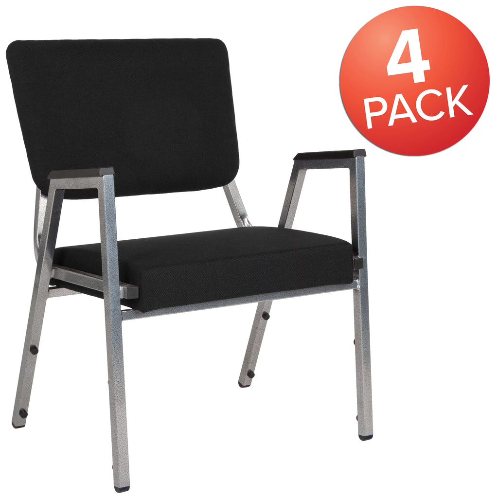 4 Pack Black Antimicrobial Fabric Bariatric Medical Reception Arm Chair B843003