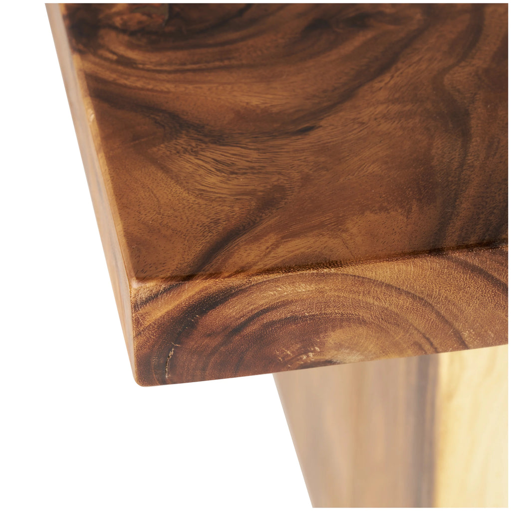 Brown Wood Dining Table with Block Style Base W2198