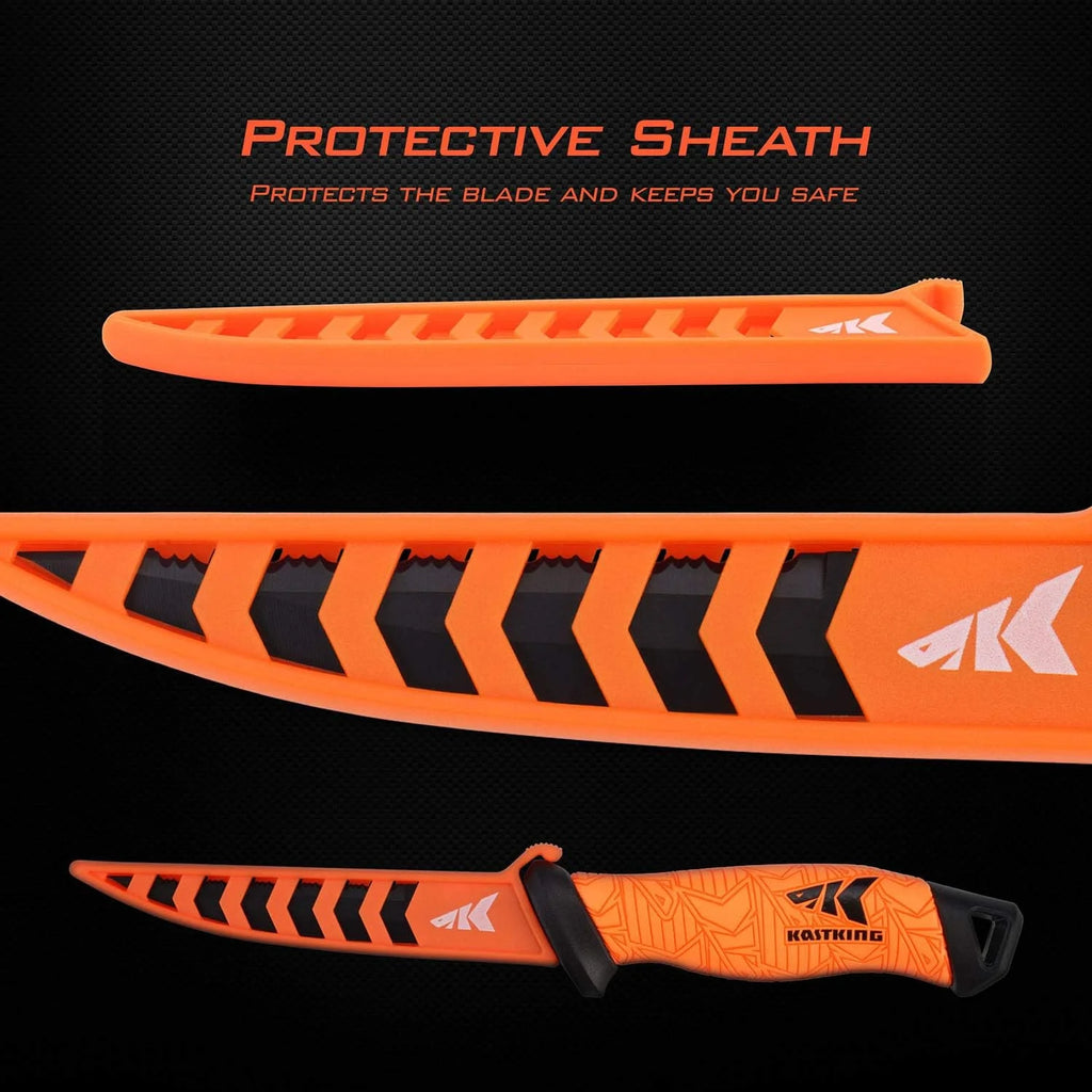 Fillet Knife and Bait Knife, Stainless-Steel Blade, Non-Slip Handles with Sheath L4669