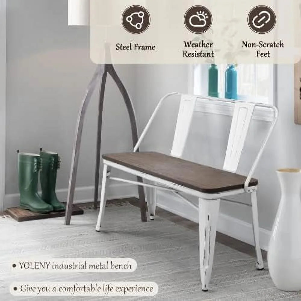 Dining Bench with Back Wood Seat S3854
