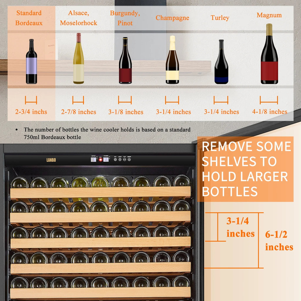 32 inch 287 Bottle Dual Zone Compressor Wine Refrigerator L612