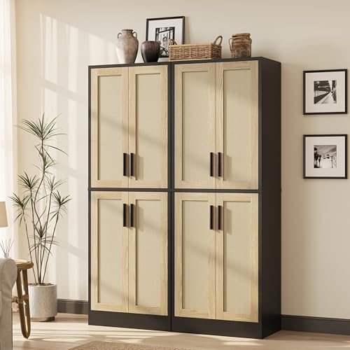 Tall Storage Cabinet with 4 Doors and Adjustable Shelves F27555
