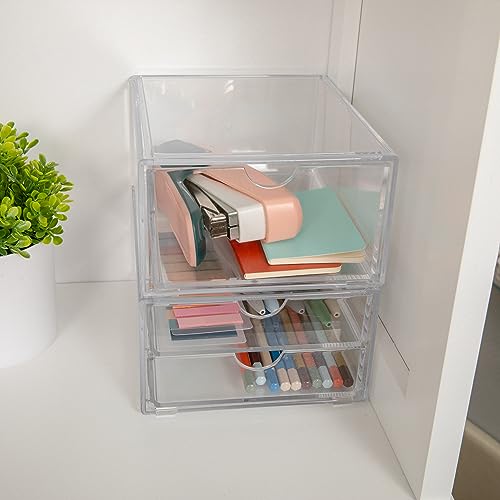 2 Pack Stackable Plastic Desk Organizers J2373