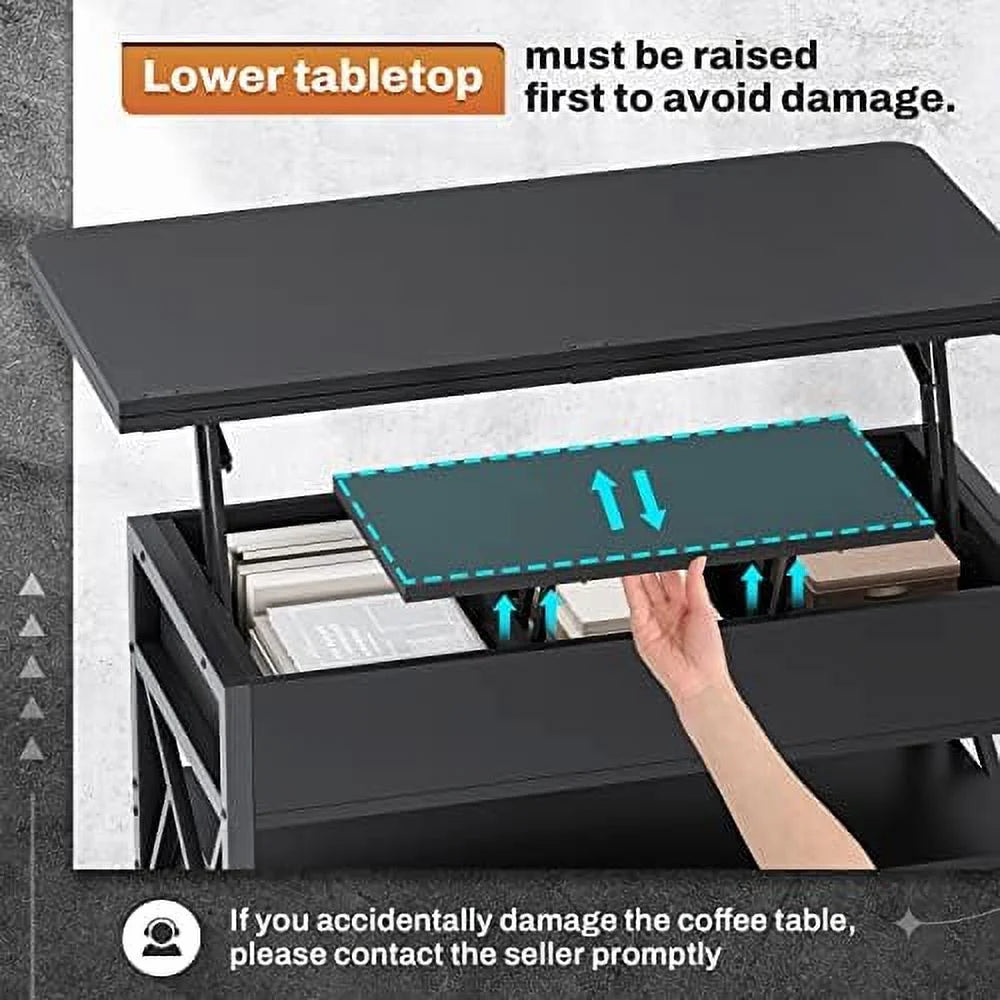 40" Lift Top Coffee Table with 2 Drawers & LED Light B429403