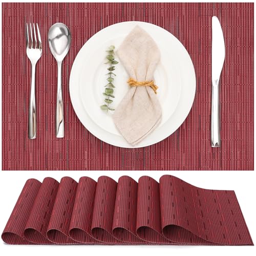 Vinyl Woven Washable Non-Slip Placemats Set of 8 U228