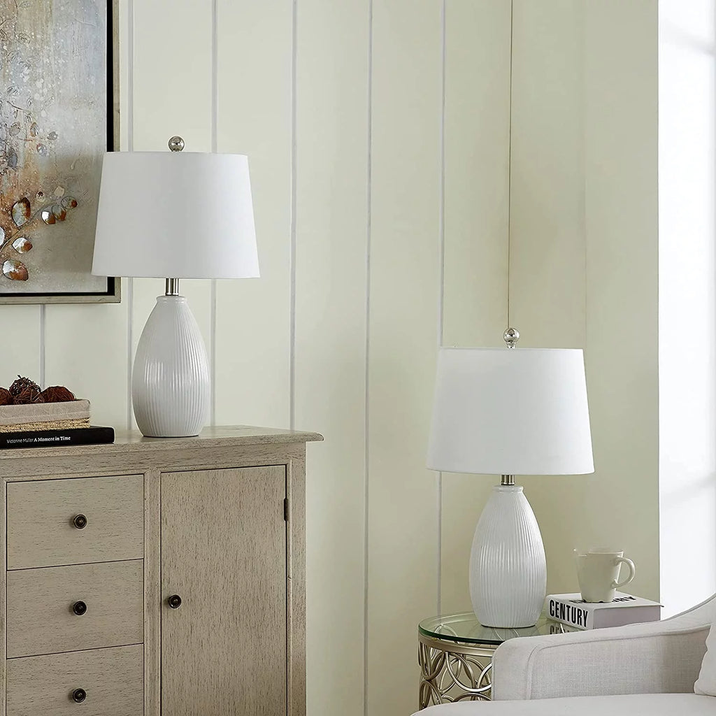 Table Lamps Set of 2 White Ceramic S475