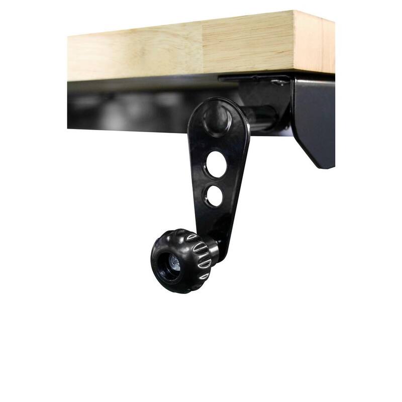 Adjustable Height Solid Wood Top Workbench Table in Black R982