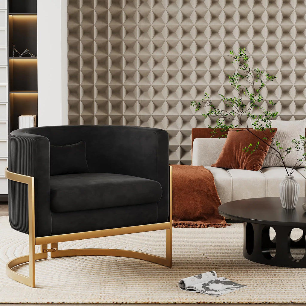 Velvet Barrel Accent Chair U158