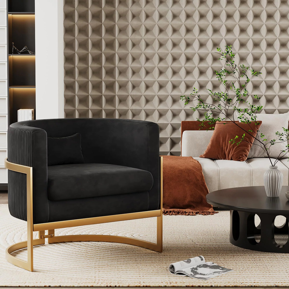 Velvet Barrel Accent Chair U158