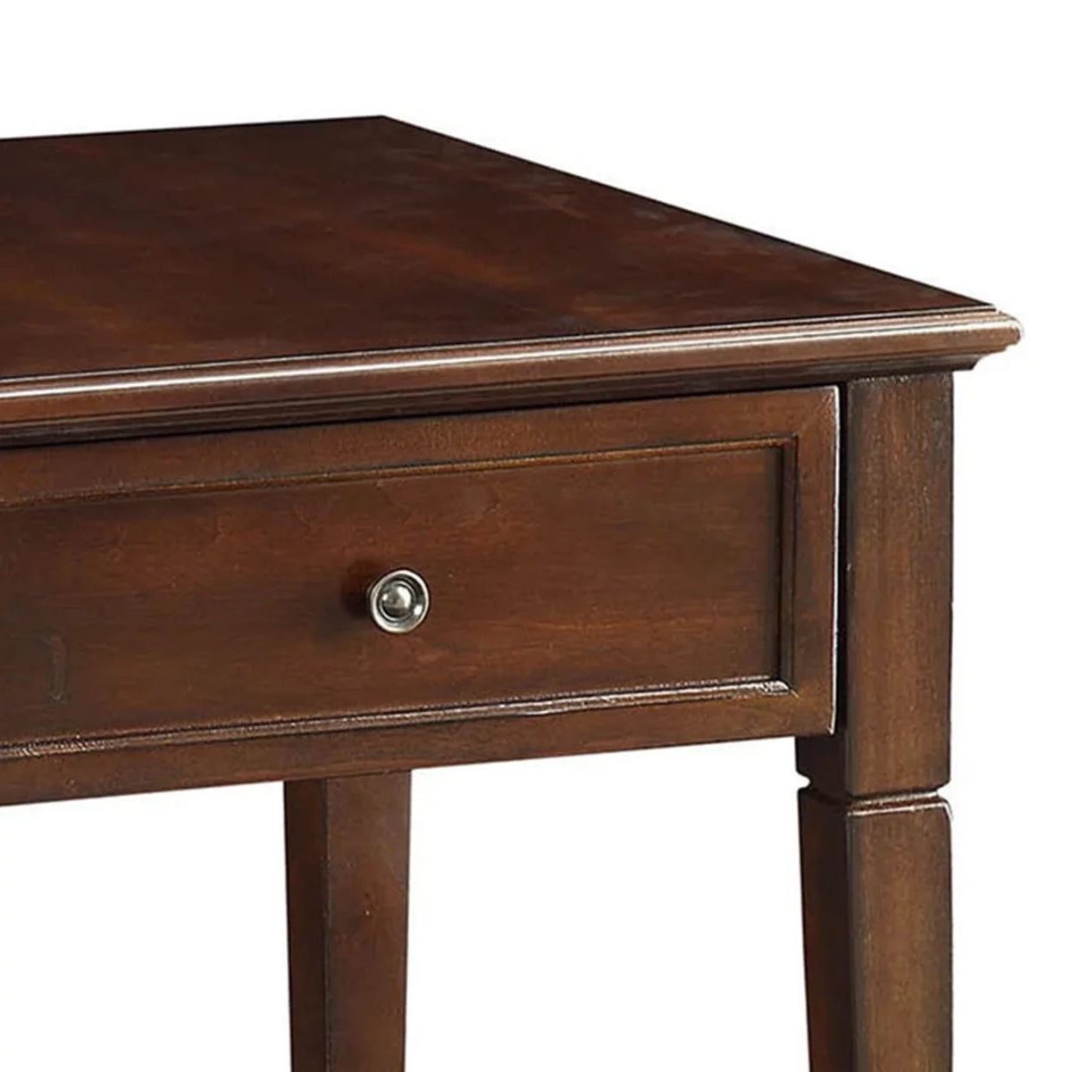 Walnut Brown Wooden End Table with One Drawer and One Shelf Y8921