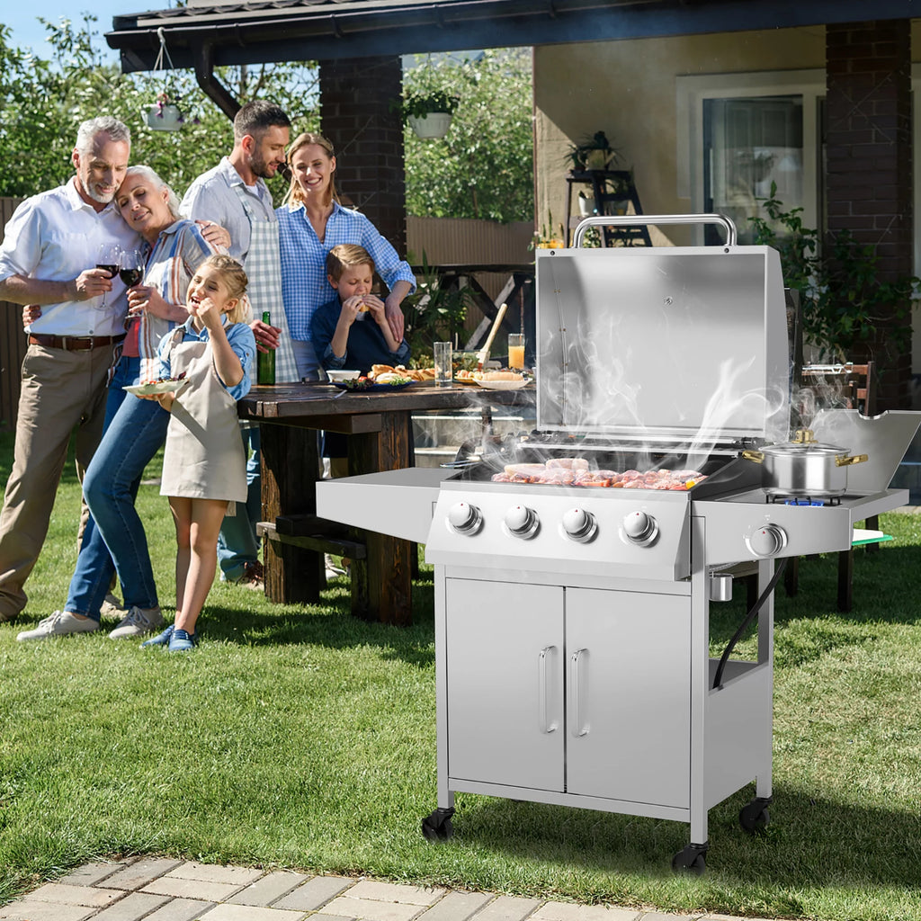 5-Burner Propane Gas BBQ Grill with Side Burner T76413