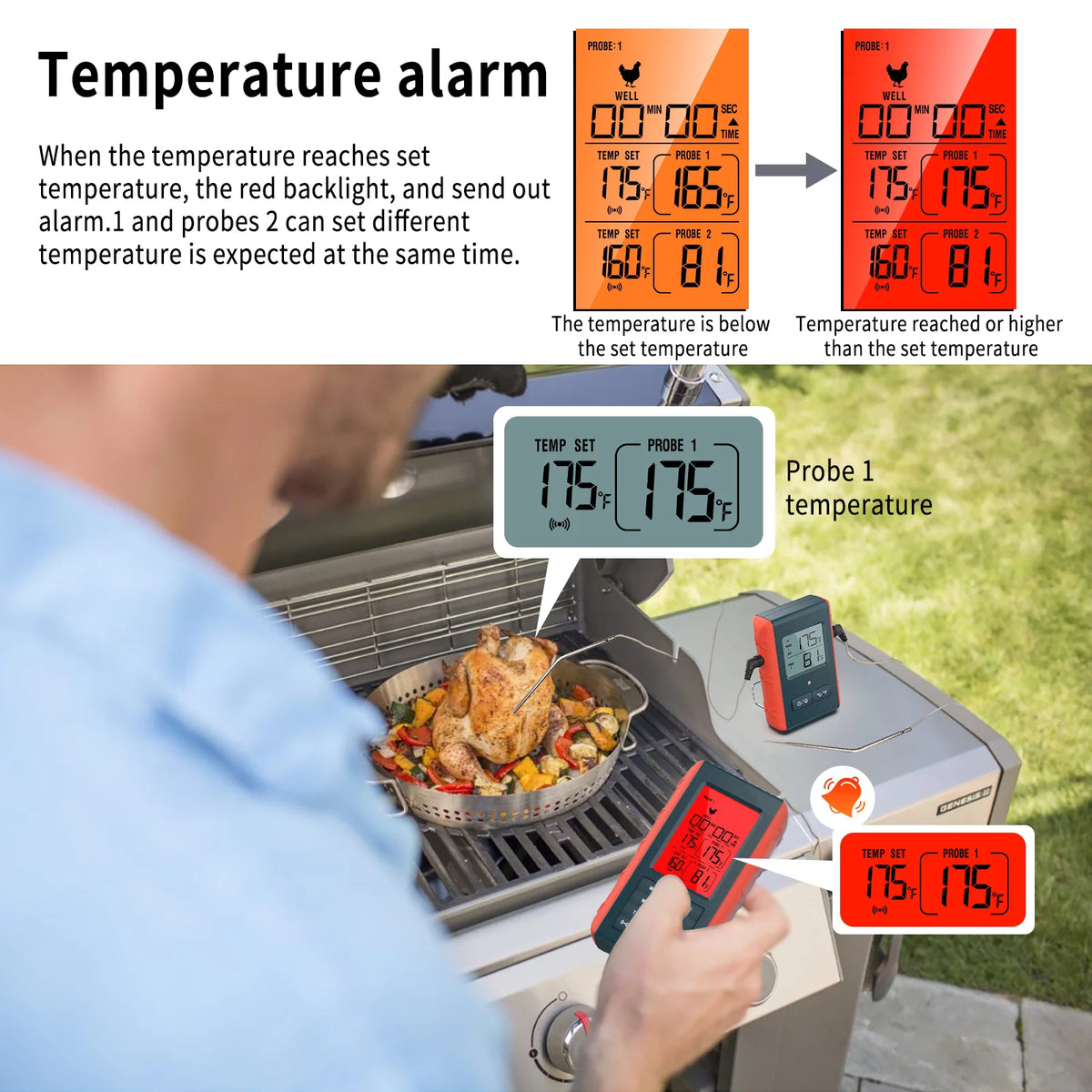 Wireless Digital Meat Thermometer with 2 Probes G18076