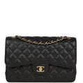Black Caviar Double Flap Bag V1745