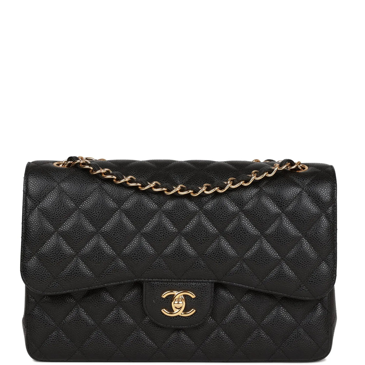 Black Caviar Double Flap Bag V1745