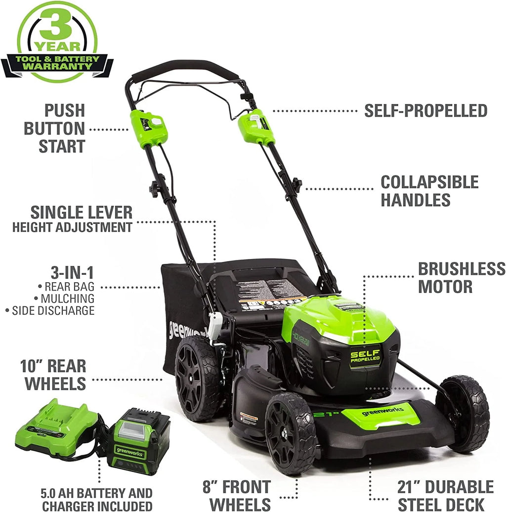40V 21" Brushless Self-Propelled Lawn Mower with 5.0 Ah Battery and Charger L180470