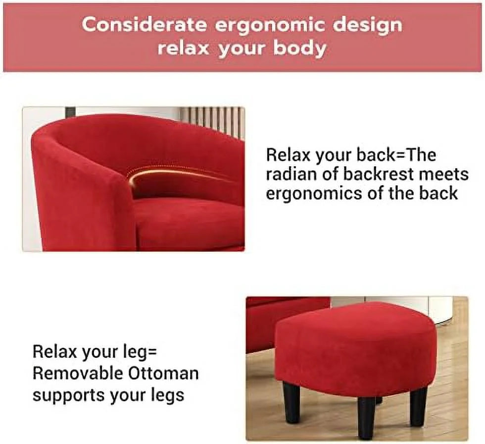 Modern Accent Chair with Ottoman Upholstered Barrel Chair with Foot H36599