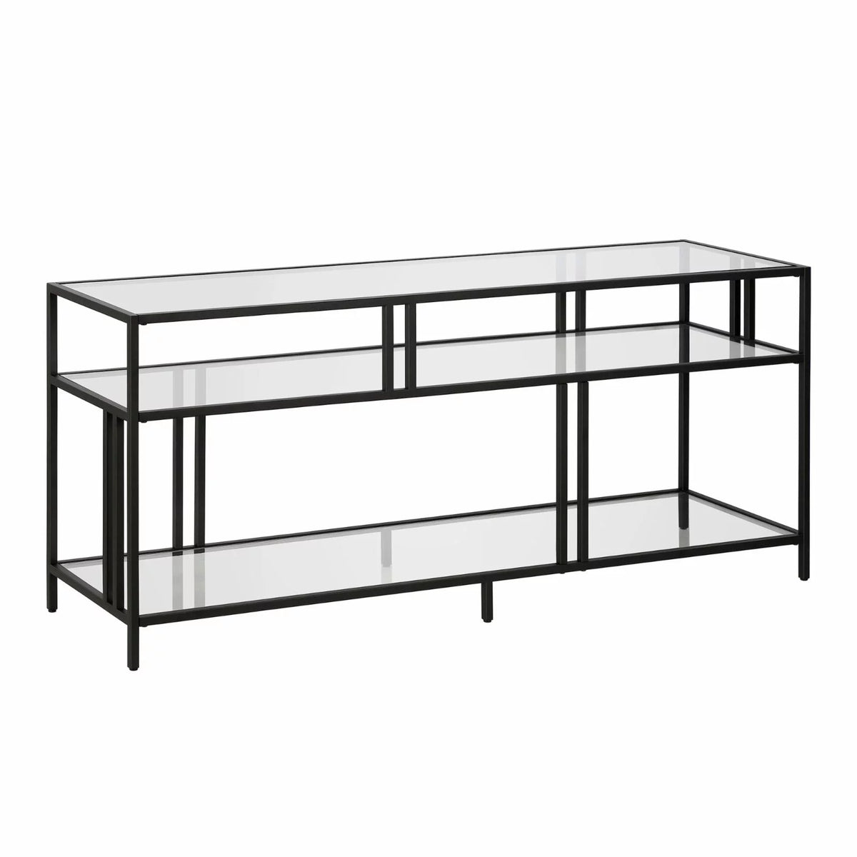 Industrial Metal TV Stand with Glass Shelves V833