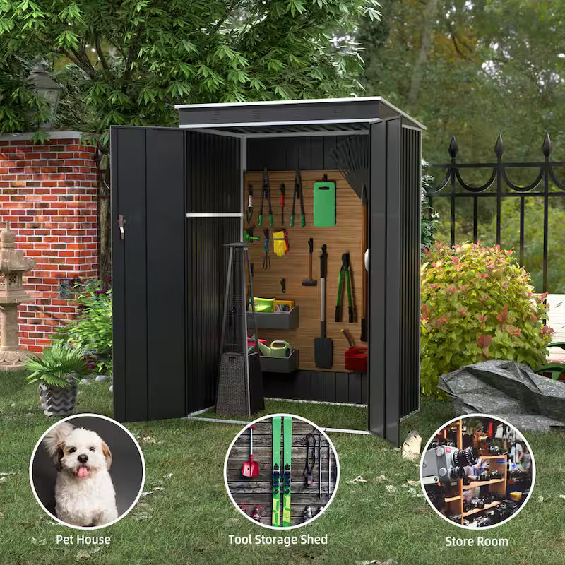 Black Metal Outdoor Storage Shed C37476